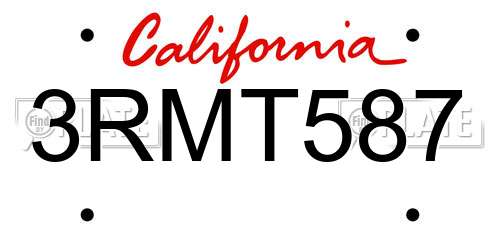 3RMT587 California License Plate