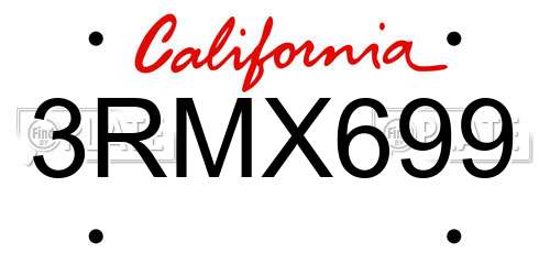 3RMX699 California License Plate