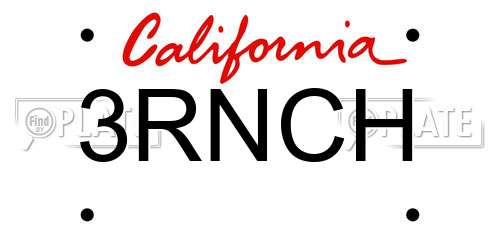 3RNCH California License Plate