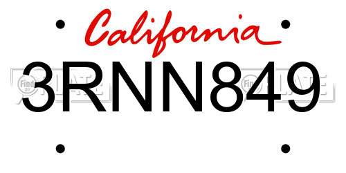 3RNN849 California License Plate