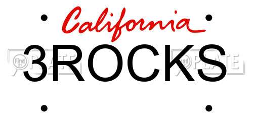 3ROCKS California License Plate