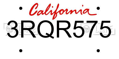 3RQR575 California License Plate