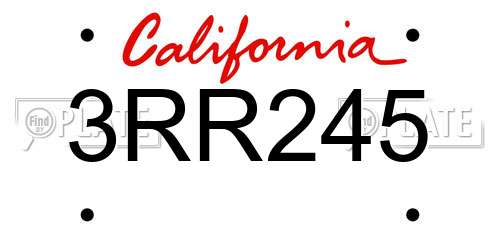 3RR245 California License Plate