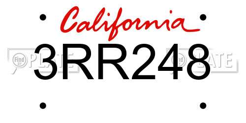 3RR248 California License Plate