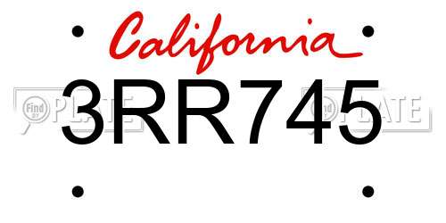3RR745 California License Plate