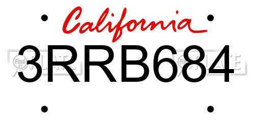 3RRB684 California License Plate