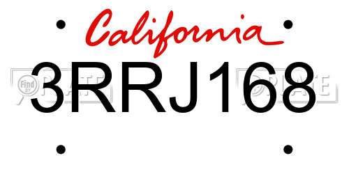 3RRJ168 California License Plate