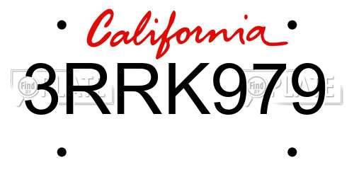3RRK979 California License Plate