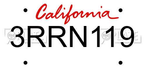 3RRN119 California License Plate