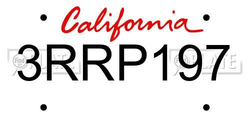 3RRP197 California License Plate