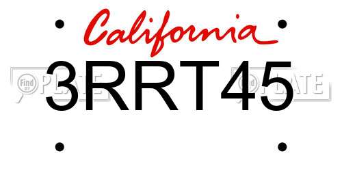 3RRT45 California License Plate