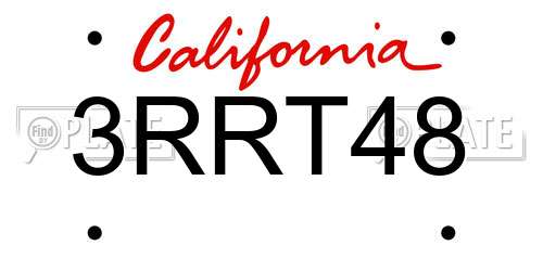 3RRT48 California License Plate