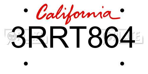 3RRT864 California License Plate