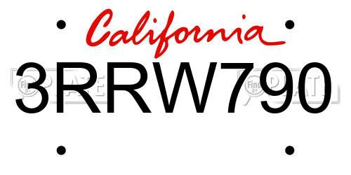3RRW790 California License Plate
