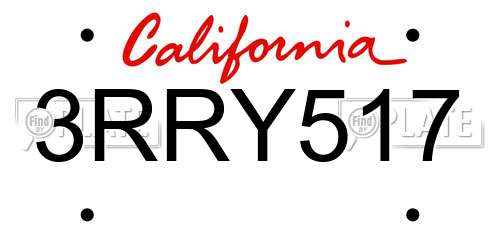 3RRY517 California License Plate