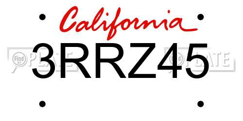 3RRZ45 California License Plate