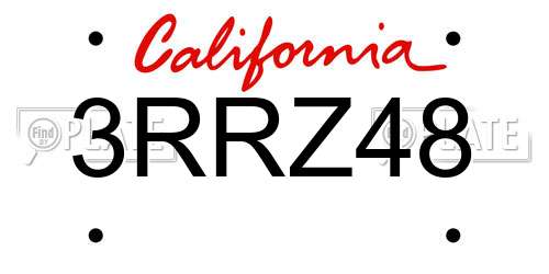 3RRZ48 California License Plate