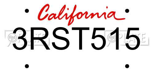 3RST515 California License Plate