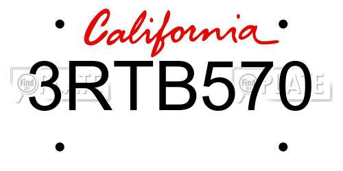 3RTB570 California License Plate