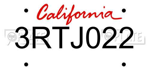 3RTJ022 California License Plate