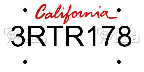 3RTR178 California License Plate