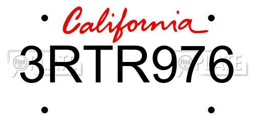 3RTR976 California License Plate
