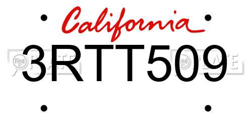 3RTT509 California License Plate