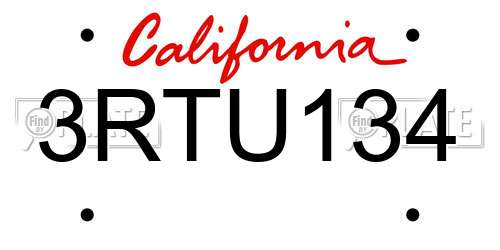 3RTU134 California License Plate