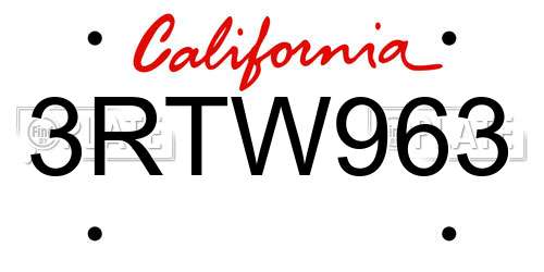 3RTW963 California License Plate