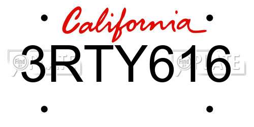 3RTY616 California License Plate