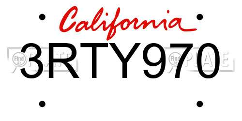 3RTY970 California License Plate