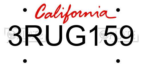 3RUG159 California License Plate