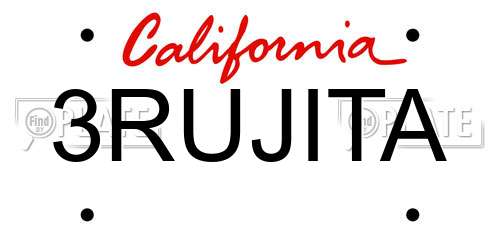 3RUJITA California License Plate
