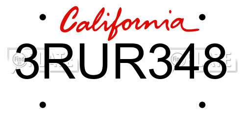 3RUR348 California License Plate