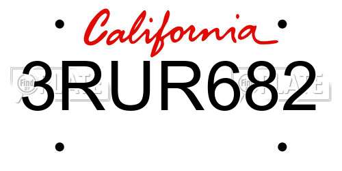 3RUR682 California License Plate