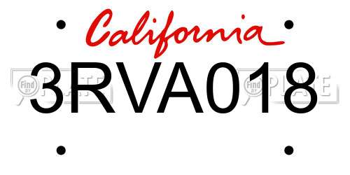 3RVA018 California License Plate