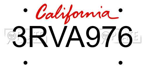 3RVA976 California License Plate