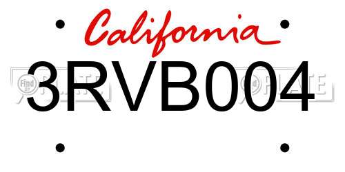 3RVB004 California License Plate