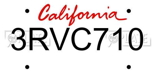 3RVC710 California License Plate