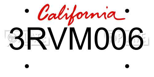 3RVM006 California License Plate