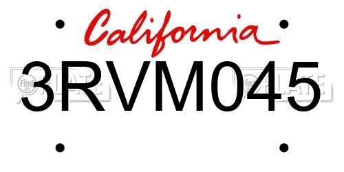 3RVM045 California License Plate