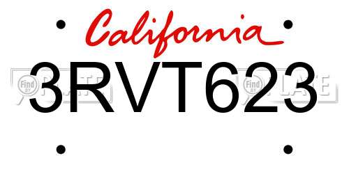 3RVT623 California License Plate