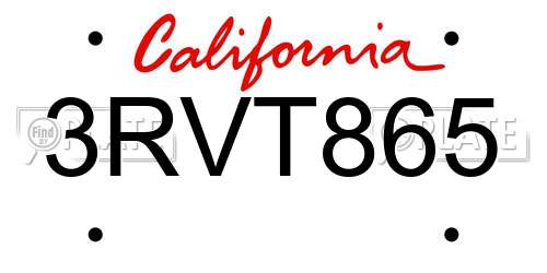 3RVT865 California License Plate