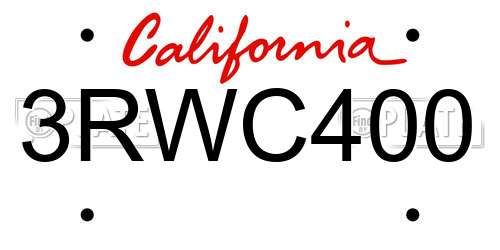 3RWC400 California License Plate