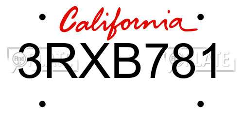 3RXB781 California License Plate