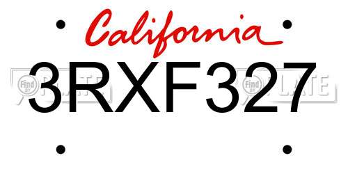 3RXF327 California License Plate