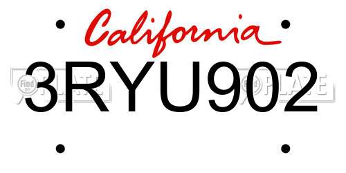 3RYU902 California License Plate