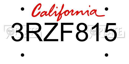 3RZF815 California License Plate