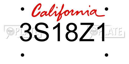 3S18Z1 California License Plate