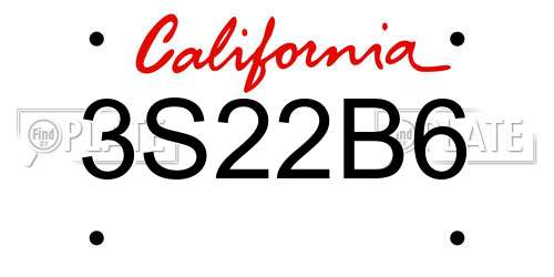 3S22B6 California License Plate